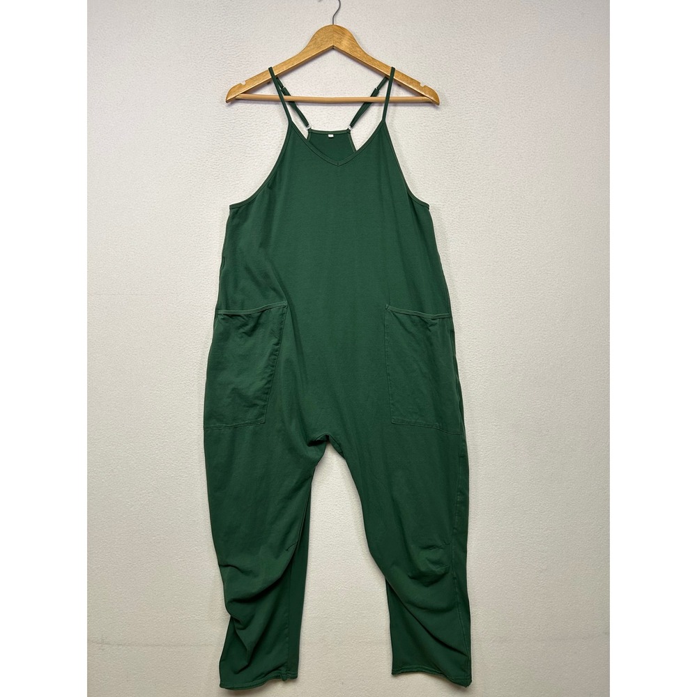 Lagenlook Boho Women S Green Harem Drop Crotch Pocket Jumpsuit